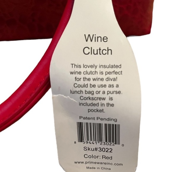 SOLD -  Red primeware insulated wine clutch without corkscrew, can be lunch bag - Picture 9 of 12